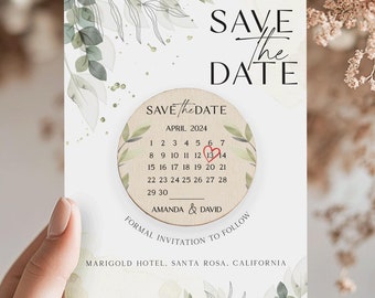 Save the Date Magnet with Cards, Save the Date Wedding Magnets, Wooden Save the Dates, Personalized Calendar Save the Date Cards