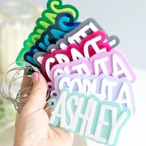 Backpack Name Tag, Name Tag Keychain, Acrylic Keychain, Custom Name Tag for Kids, Pastel Colors