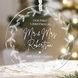 Mr and Mrs Christmas Ornament, Personalized First Christmas Married Ornament, Our First Christmas Married Gift, Mr and Mrs Ornament Keepsake