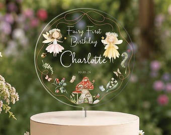 Fairy First Birthday Cake Topper, 1st Birthday Cake Topper, Girl First Birthday Decor, Fairy Theme First Birthday Party, Baby Birthday Decor