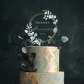 Unique Cake Topper for Wedding Eucalyptus, Rustic Acrylic Cake Topper, Mr and Mrs Cake Topper, Gold Wedding Cake Topper, Custom Cake Topper product logo