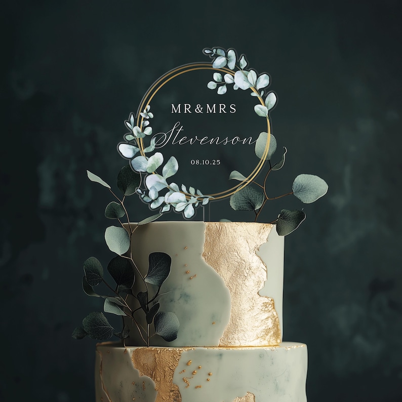 wedding cake topper eucalyptus unique