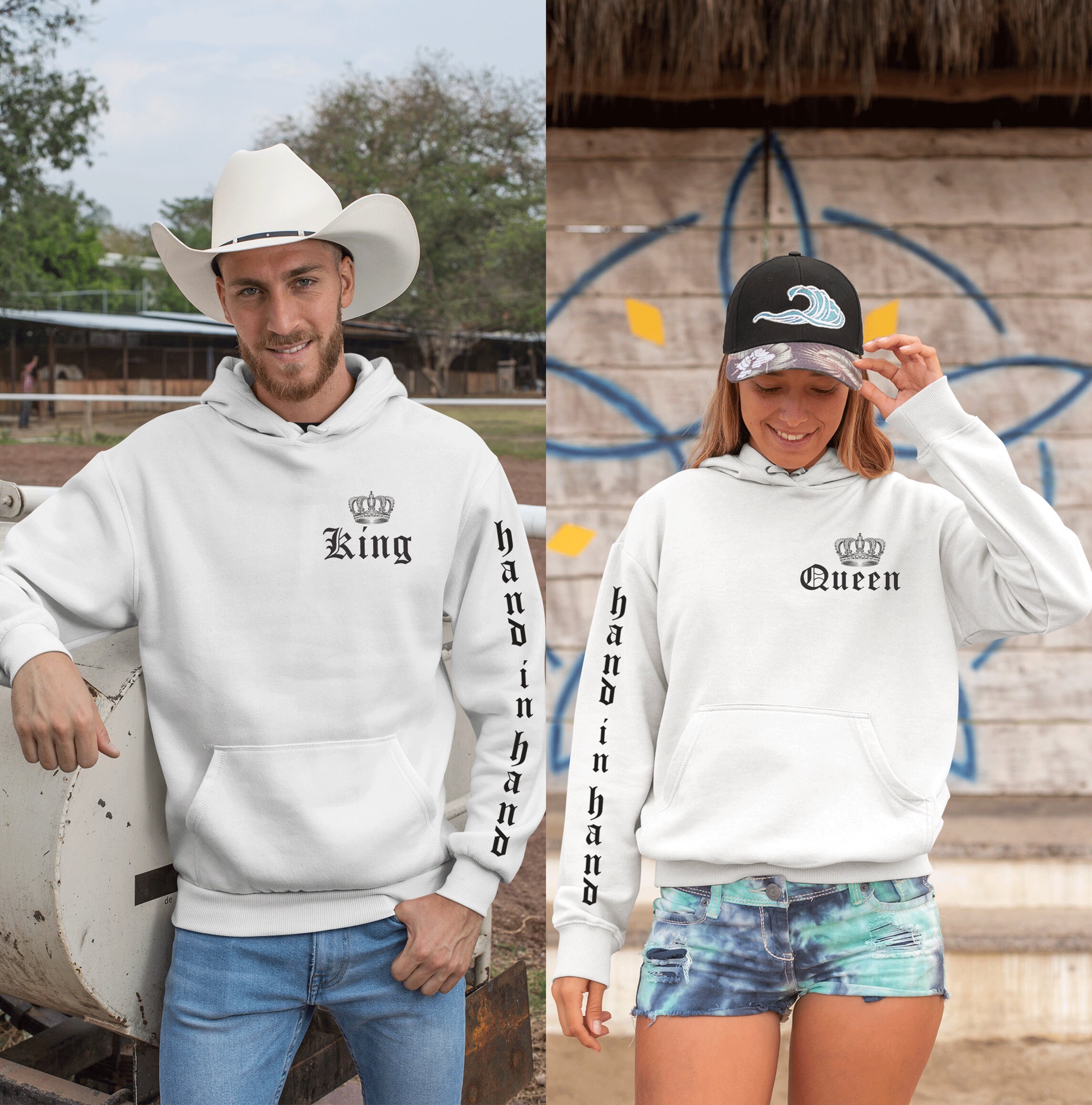 matching couple hoodies king and queen