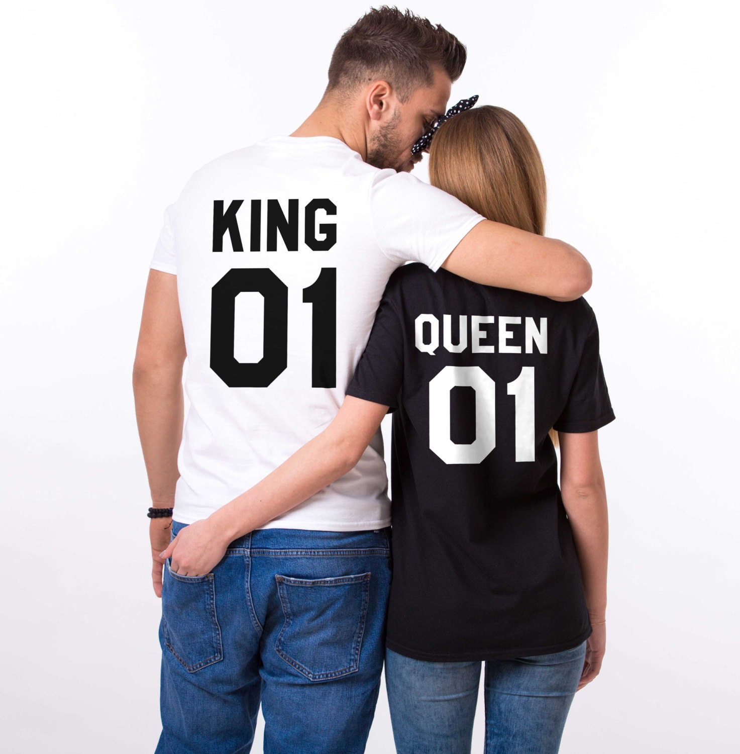 King and Queen Shirts, King 01, Queen 01 Couples T-Shirt, King Queen Shirts, 100% Cotton Tee, Unisex, Price per Item