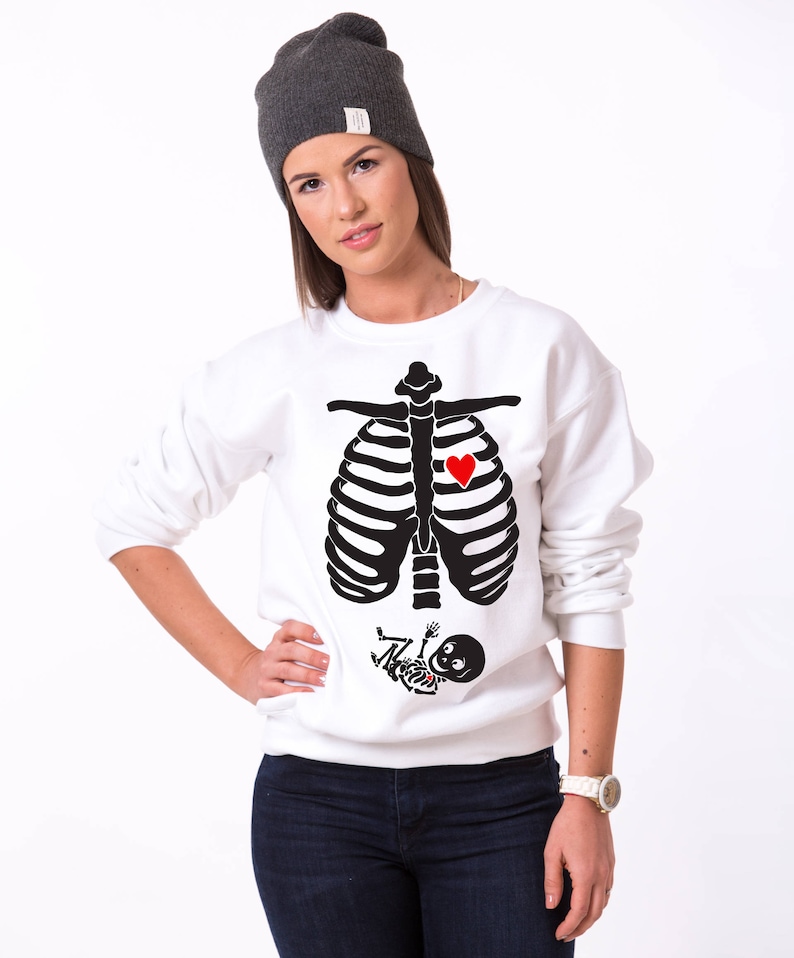 halloween maternity shirt skeleton