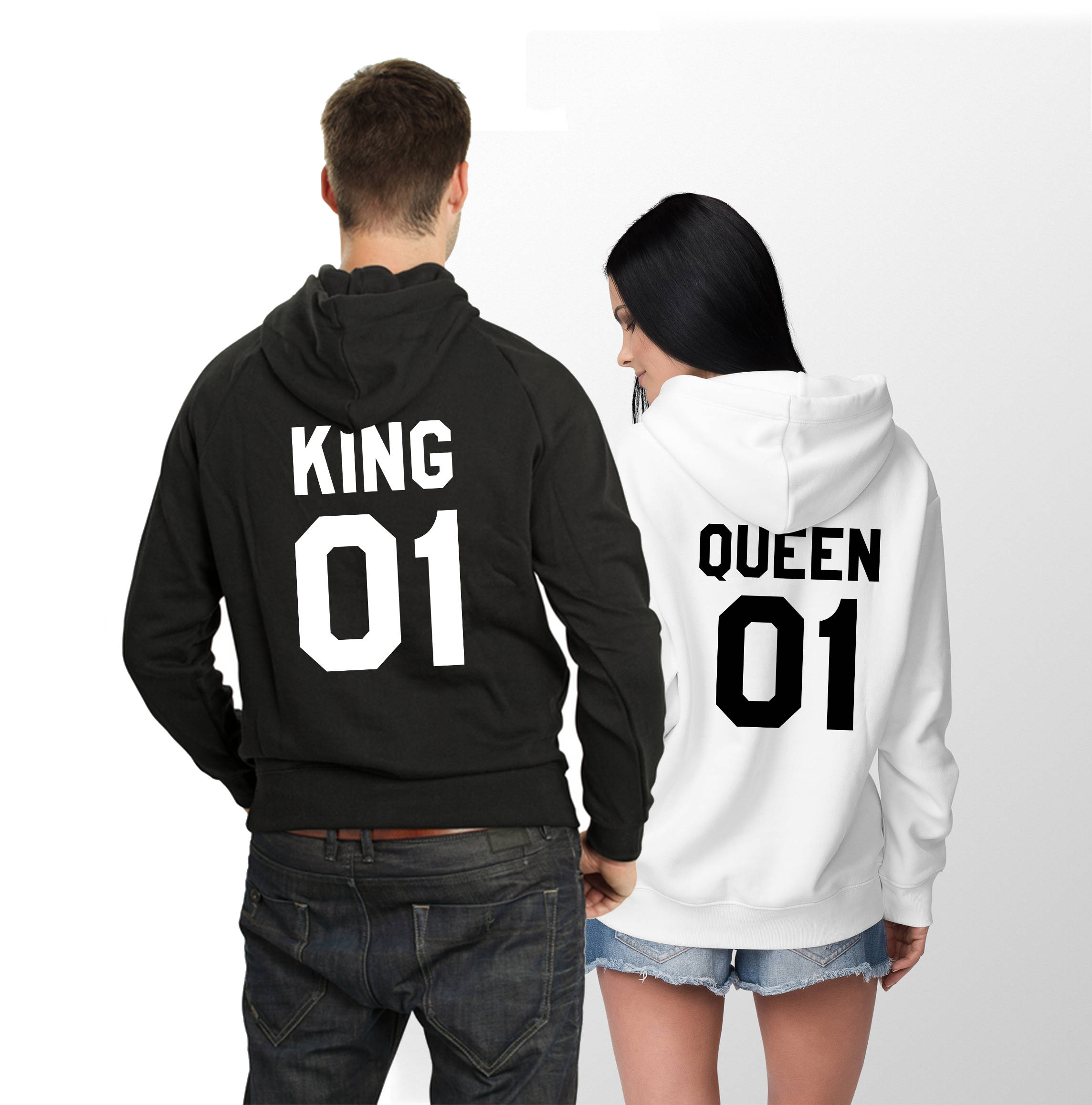 matching couple hoodies king and queen