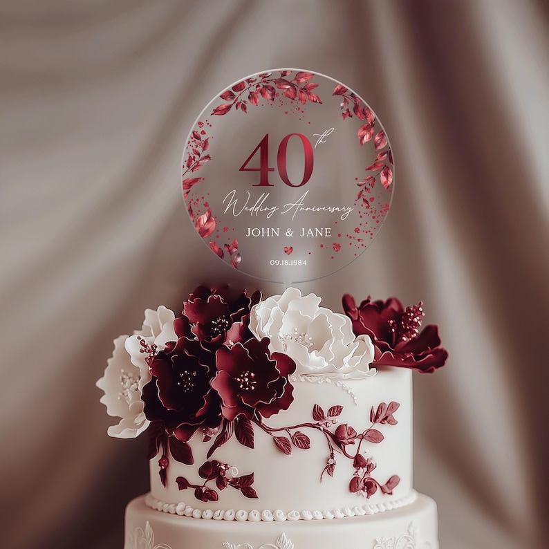 40th anniversary cake topper