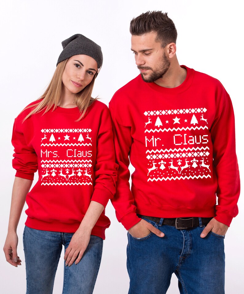 Funny Christmas Sweater Mr Claus Mrs Claus Christmas Etsy