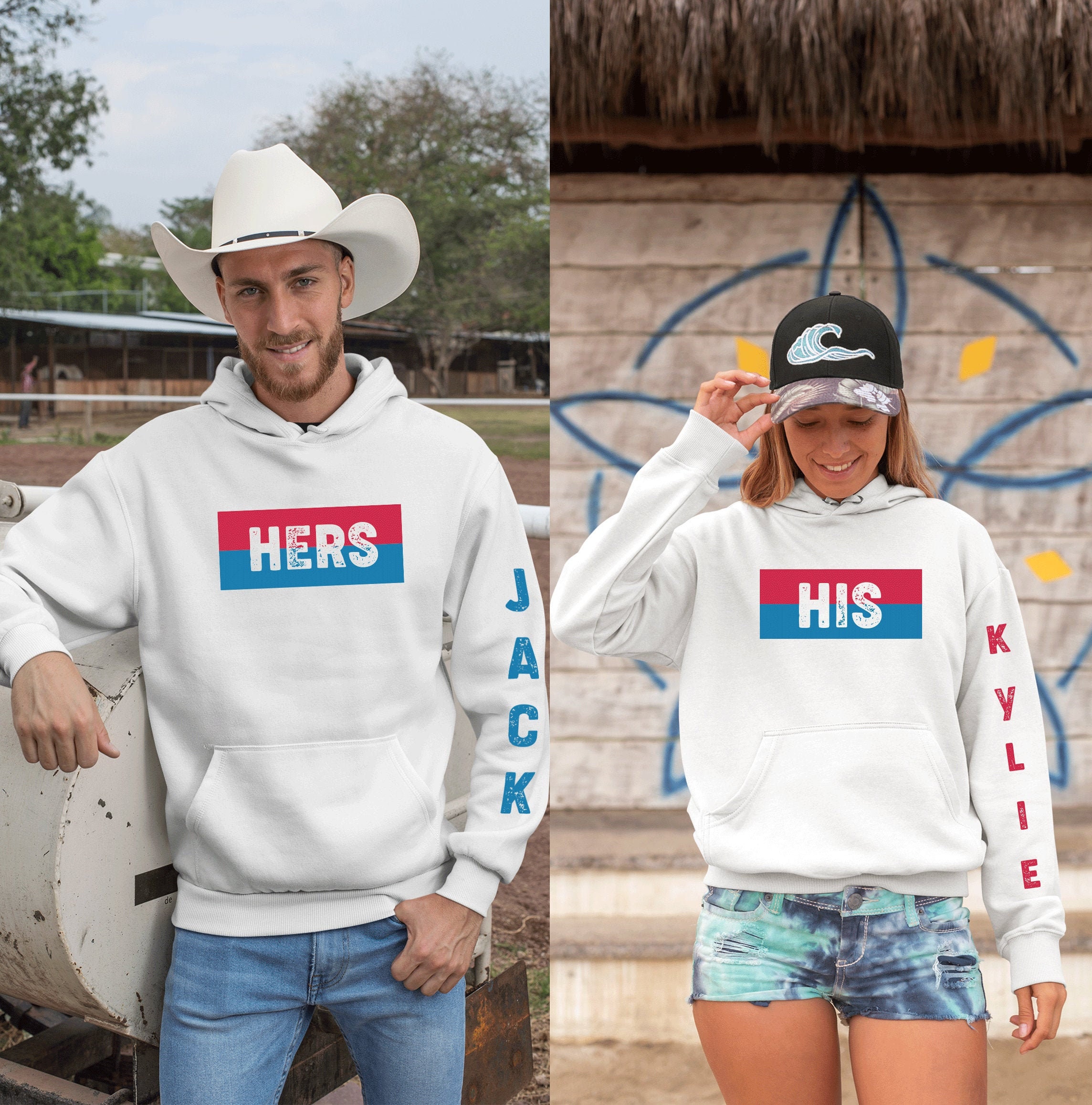 personalised couple hoodies