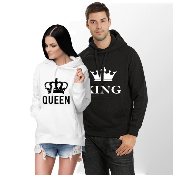 King Queen Crown Hoodies-Matching Couple Pullover Sweatshirt-Price for 1