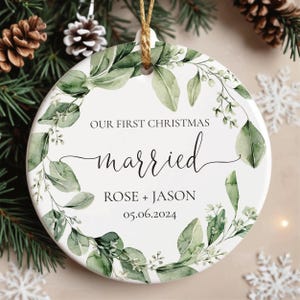 First Christmas Married Ornament, 1st Christmas Married Gift, Personalized Married Christmas Ornament, Christmas Gift for Husband Wife