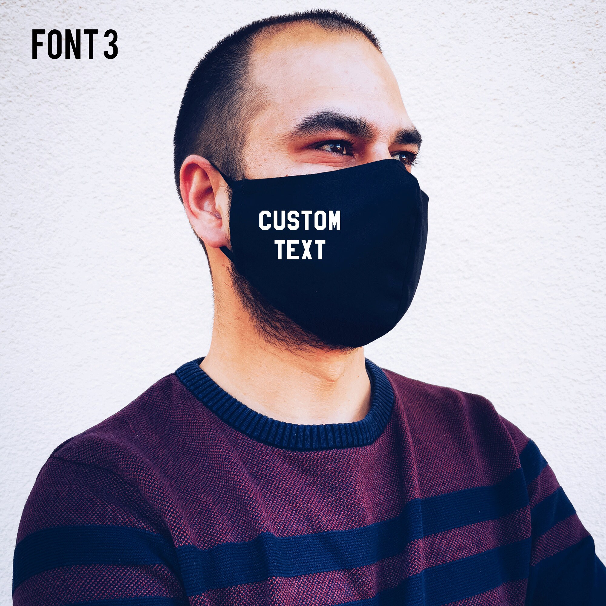 Custom Text Face Mask Personalized Text Face Mask Face Mask Etsy