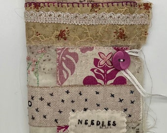 Handmade Needle Case - slow stitched with a vintage style/feel