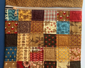 12” x 12” Patchwork Quilted Cross Stitch Project Bag for your WIPs