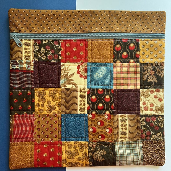 12” x 12” Patchwork Quilted Cross Stitch Project Bag for your WIPs