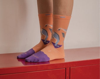 GoodStory/ Fancy Footwork - Run : Non-elastic Patterned Crew Socks