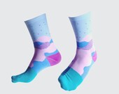 50% off / FLOW: Tropical Green Crew Socks | Mens Socks | Womens Socks | Colorful Socks | Fun Socks | Unique Socks | Patterned Socks