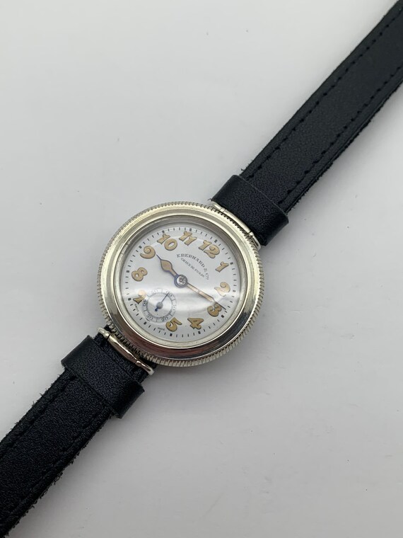 1920 s Eberhard Hermetic 15J Sterling Silver Trench WW1 Watch