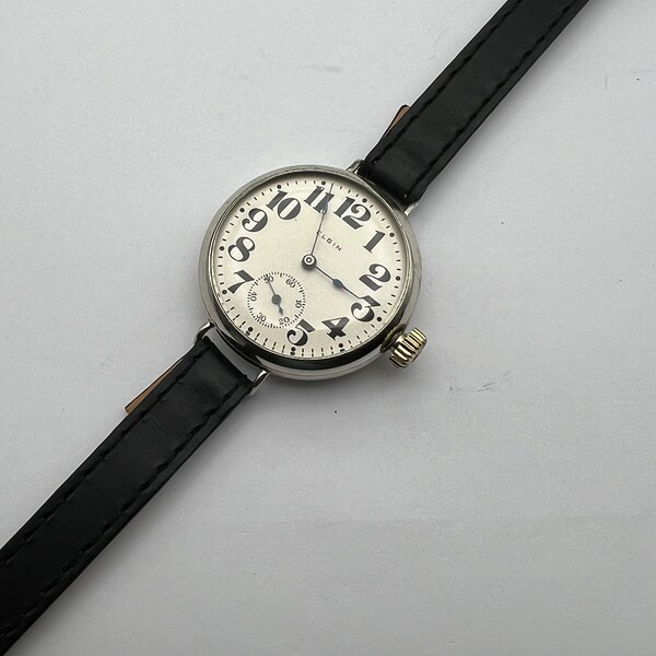 1910 WW1 / Trench Watch, Extraordinarily Elgin Rare Caliber 201, 19 Jewel. Elgin's “Picasso” of movements