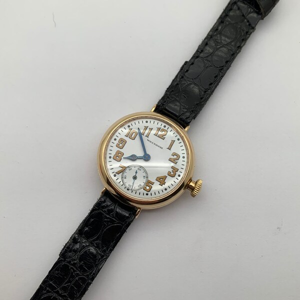 Solid 14 Karat Yellow Gold 1915 Waltham WW1 / Trench Watch Restored, Beautiful