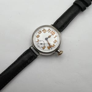 Authentic 1916 Swiss Trench Watch "Helvetia" 15 Jewels F. Borgel Sterling Silver Case