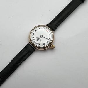 Authentic Swiss Trench Watch 15 Jewels F. Borgel Solid 9 Carat Rose Gold Hermetic Case