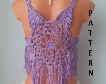 Crochet Vest Pattern, Sweater Vest, Pareo Pattern, Crochet Blouse Tops Pattern PDF Instant Download