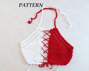 Easy Crochet PDF, Top Pattern, Festival Top, Halter Top, Handmade Bikini, Swimsuit, Boho Bustier,, GYPSY Style Blouse