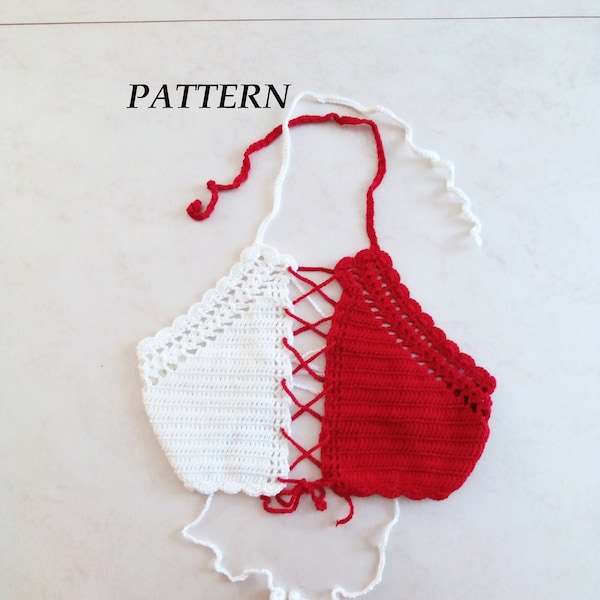 Easy Crochet PDF, Top Pattern, Festival Top, Halter Top, Handmade Bikini, Swimsuit, Boho Bustier,, GYPSY Style Blouse