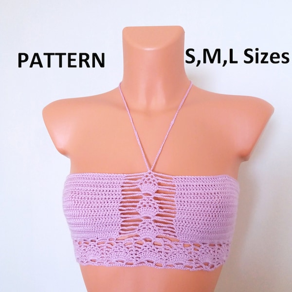 Crochet Bikinis, Vintage Halter Top Pattern, Pineapple Crochet PDF, Instant Download, Handmade Tops, Gypsystyle Clothing, TheEtsies