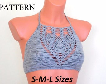 Crochet Halter Top Pattern,  Bustier Patter, Gratis Haakpatronen, Swimwear Pattern,