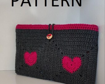 Handmade Crochet Heart Sleeve Book Cover Pattern