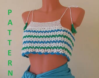 Crochet Swimsuit, Tops, Gypsy Style Halter Top Pattern, Crop Top, Blouses, Bikini Pattern, PDF Instant Download, 2020 Summer, Beachwear