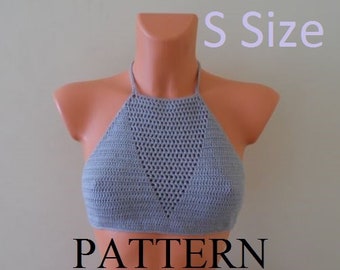 Crochet Halter Top Pattern, Halter Top Pattern, Bikini Top Pattern, Bustier Pattern