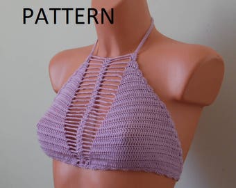 Crochet Halter Top Pattern, Tops Pattern, Bikini Top Pattern, Bustier Pattern