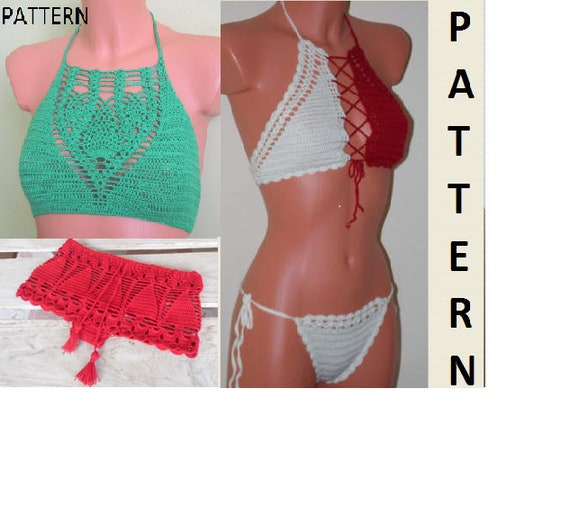 Crochet Halter Top Pattern, Bikini Pattern, Crochet Pattern, Shorts Pattern, Bikini Top, Bikini Bottom Pattern, Free Pattern