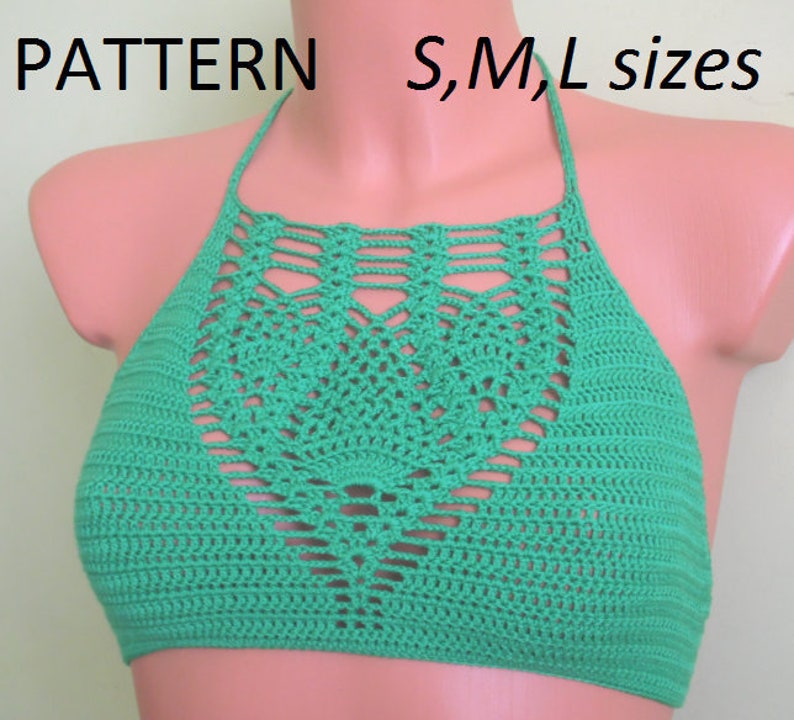 Crochet Halter Top Pattern,  Bikinis PDF, Instand Download, Crop top, Tops, Boho, Pineapple Crochet, Blouses, Easy Pattern 