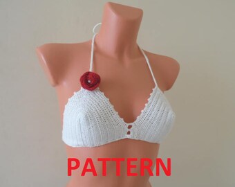 Crochet Tops Pattern, Sexy Bikini PDF, Honeymoon, Beach Wedding,Handmade Crop Top, GYPSY Style