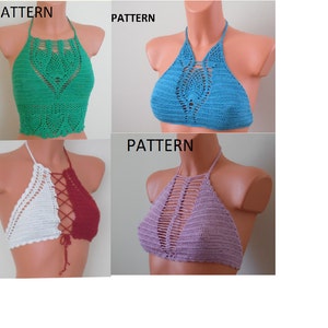Crochet Halter Top Pattern, Halter Top Pattern, Bikini Top Pattern, Bustier Pattern, Crochet Crop Top Pattern