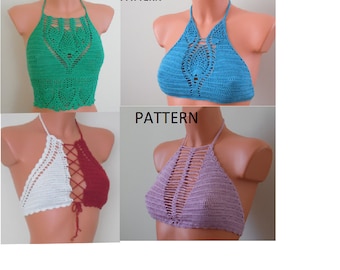 Modello top all'uncinetto, modello top all'uncinetto, modello top bikini, modello bustier, modello top corto all'uncinetto