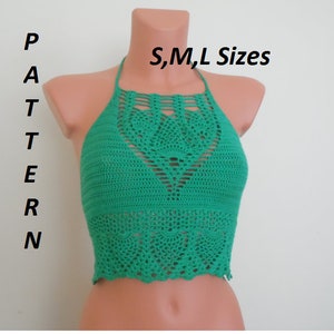 Instand Download, Crop top, Tops, Boho, Bikinis PDF,  Pineapple Crochet, Blouses, Halter Top Pattern,