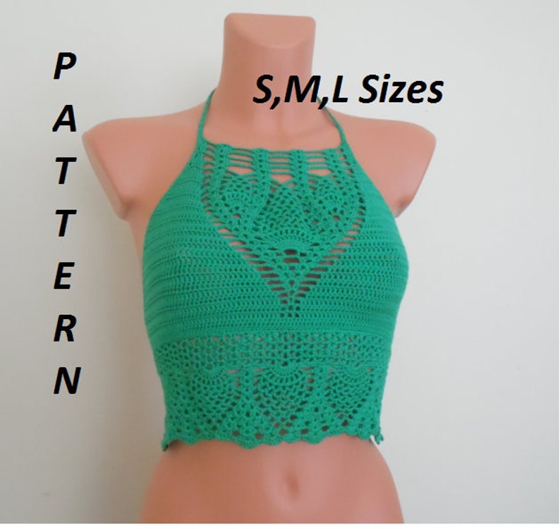 Instand Download, Crop top, Tops, Boho, Bikinis PDF,  Pineapple Crochet, Blouses, Halter Top Pattern, 