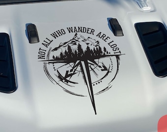 Compass Rose Pine Trees Mountains Not All Who Wander Are Lost Vinyl Decal