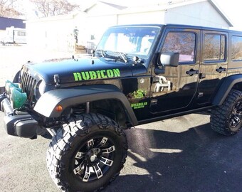 Custom Text Jeep Wrangler Hood Decals set of two choose ...
