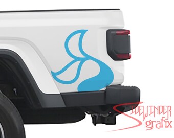 Mermaid Tail Vinyl Decal for car truck or Jeep Wrangler - Gladiator