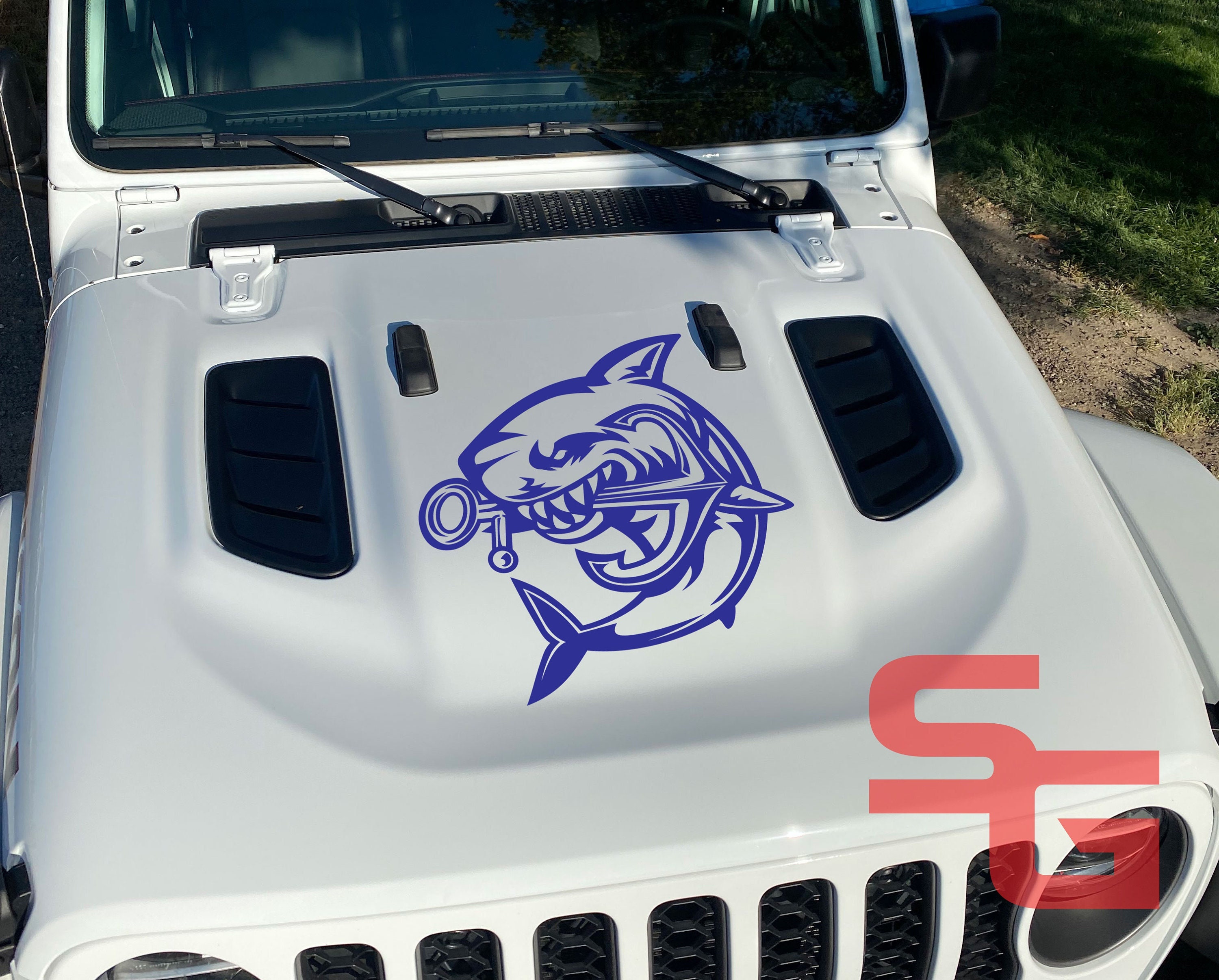 Shark With Anchor Vinyl Decal for Car Truck or Jeep Wrangler - Etsy  Singapore