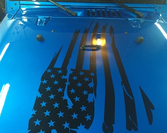 Distressed Rustic Tattered American Flag Vinyl Decal