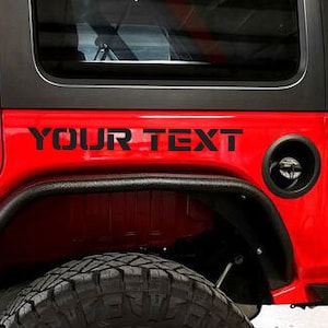 Custom Text Rear Fender Decals (set of two) choose font & text Fits Jeep Wrangler
