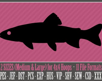 Trout / Fish / Fishing - Machine Embroidery Design Files - 2 Sizes - 4x4 Hoop - 11 Popular Formats - INSTANT DOWNLOAD