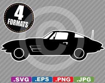 1964 Classic Sports Car Clip Art Image - SVG cutting file Plus eps (vector), jpg, & png - INSTANT DOWNLOAD - includes Commercial Use License
